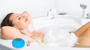 Water Resistant Shower SpeakerMini Bluetooth Portable Speakers with Suction Cup Handsfree with built in mic.
