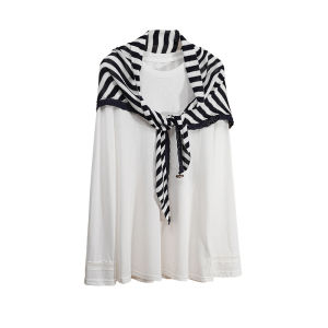 Korean Style Striped Overwear Loose T Shirt Set