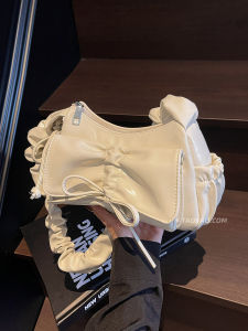 Túi Đeo Vai Nhỏ Màu Trắng Có Nơ Bướm Thời Trang Xuân 2025 Túi Đeo Chéo Mềm Cho Nữ Túi Đeo Chéo Dưới Cánh Tay Phong Cách Hàn Quốc