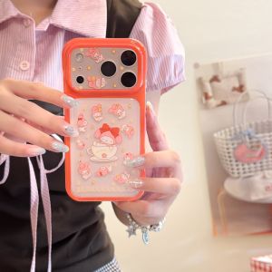 Sanrio | Advanced Orange IMD Bubble Hello Kitty Melody Cute Cartoon Phone Case For iphone 17 16 15 Pro Max 17 TPU Shockproof Bumper Cover