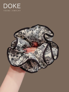 Retro Walnut Flower Print Elastic Hair Ties for Women Stylish Hair Bands Head Ropes Fashionable Hair Accessories