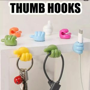1PCS Creative Thumb Thread Trimmer Desktop Data Cable Storage Holder Wall Surface Non Marking Punch Free Finger Hook