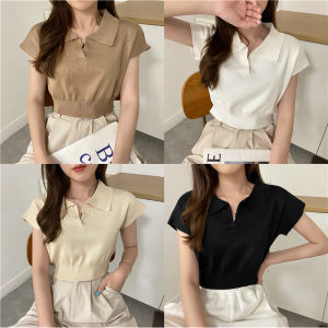 เสื้อยืดคอโปโลแขนสั้นทรงสลิมฟิต เสื้อสเวตเตอร์ถัก เสื้อยืดคอปกพับ แขนสั้น แขนยาว เสื้อผ้าทำงานสไตล์เกาหลี