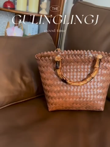 Retro Fashion Rattan Woven Bag Basket Womens Handbag Casual Tote Bag Womens Handbag Beach Bag