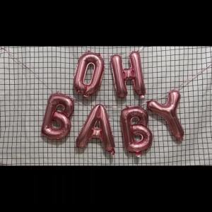 6Pcs 16inch Oh Baby Letter Foil Balloons Kids 1st Birthday Decoration Boy Girl Birthday Baby Shower Party Gender Reveal Supplies