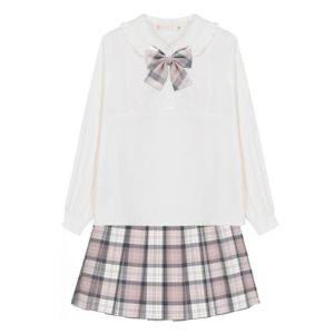 Original Sweet Japanese Style Student Uniform Skirt with Pleats JK Plaid Skirts Short A-Line Polyester Fabric for Women