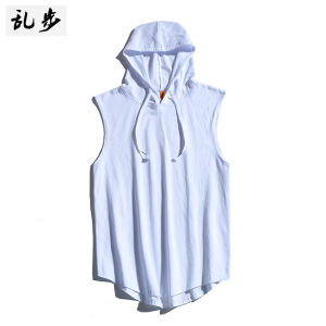 Áo Vest Thể Thao Mùa Hè Không Tay Cotton Nguyên Chất Có Mũ Trùm Đầu Thời Trang Thường Ngày Cho Nam Áo Vest Thể Thao Cá Tính