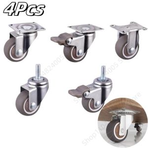 4Pcs Heavy Furniture Caster 1 1.25 1.5 2 Inch Soft Rubber Universal Wheel Swivel Caster Wear Resistant Mute Roller Wheel