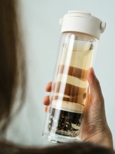 Màu Đen Kiến Bong Bóng Từ Tính Trà Ly Thủy Tinh Borosilicate Cao 2 Lớp Chịu Nhiệt Làm Trà Với Dụng Cụ Lọc Trà Hình Trụ