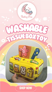 Baby Pro Baby Washable Cloth Tissue Box Toys With Rattle Sounds Early Educational Toys