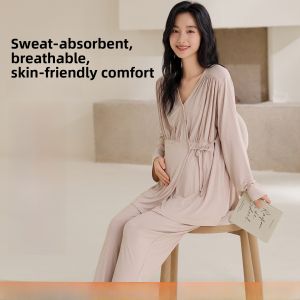 MiiOW | Maternity Sleepwear Nursing Womens Home Clothes Spring Autumn Style Breathable Sweat Absorbent Ladies Home Leisure Suit