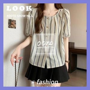 LH.Bigsize ฮอตสุดในรุ่น เสื้อแฟชั่นแขนตุ๊กตาผู้หญิง ดีเทสวย สวมใส่สบาย ผ้าไม่บาง แต่งลายทางสุดเก๋ สีสวยแมทช์ง่าย แต่งตัวง่าย ผ้าดูแลรักษาง่าย งานดี ราคาโดนแบบนี้ กดเลย