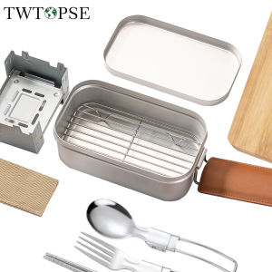 TWTOPSE Camping Aluminium Mess Tin Set Hiking Outdoor Lunch Box Mini Cutting Board Folding Stove Steaming Rack Windshield Fork Cookware Utensils
