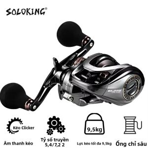 Máy Câu Cá SOLOLKING HIAW200 Lực Kéo Tối Đa 9.5KG Tỉ Số Truyền 5.4/7.2 Dùng Cho Câu Cá Biển Câu Mực Câu Bạch Tuộc Câu Sông Câu Hồ.