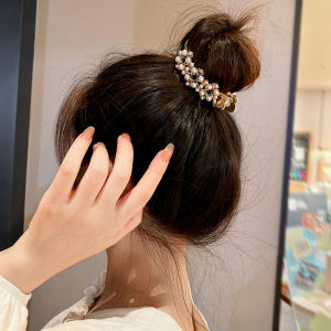 Elegant Pearl Hair Clip Womens Stylish Hair Accessories High Ponytail Holder Shark Bite Hair Clamp Cute Ball Head Hairstyle