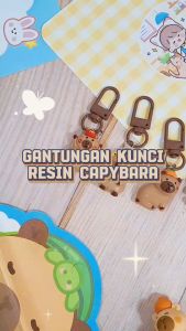 Gantungan Kunci Resin CappiBara Coklat Super Cute Lucu / Keychain Resin Cappibara Cokelat Imut Unik Favorit Best Seller Kualitas Terbaik Harga Termurah Bisa Grosir dan COD