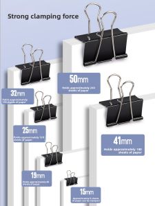Good | Multi-Function Black Large Tail Clip Colorful Small File Clip Stainless Steel Binder Clip Office Supplies 