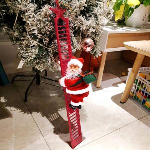 Santa Climbing Ladder Electric Claus Rope Ladder Decoration Christmas Tree Hanging Ornaments for Party Home Door