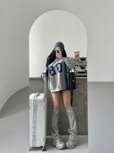 Younggirlday American Style Fashionable Relaxed-Feeling Beveled off-Shoulder Print Sweatshirt Loose Slim-Fit Casual Shirt Tide