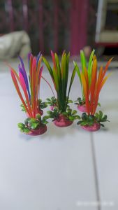 3pcs bunga plastik dekorasi aquarium motif pandan