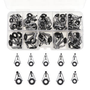 80pcs Telescopic Fishing Rod Guides Tip Set Repair Kit DIY Eye Rings Different Size