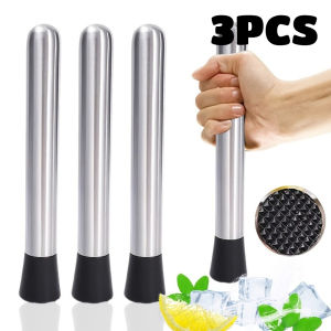 3PC Stainless Steel Crushed Ice Hammer Multifunctional Popsicle Sticks Cocktail Swizzle Stick Fruit Lemon Muddle Pestle Bar Tool