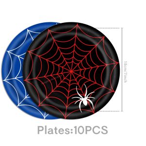 Hasbro | Spider Birthday Party Decoration Red and Blue Spider Web Banner Paper Plates Napkins for Spider Theme Baby Shower Supplies Gift