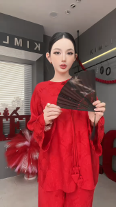 Đồ Lam Đi Chùa #Vải lụa hoa nổi# Quần Áo Nữ