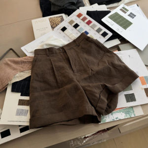 DUOFEIYAN | Vintage Style A-line Flared Cotton Linen Shorts For Short Women