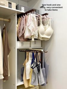 Intimates Underpants Storage Sliding Rail Hanger Wardrobe Built-in Pull-out Punch-Free Hook Spaghetti Strap Bra Clothes Hanger