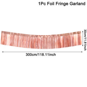 30x300CM Party Backdrop Foil Fringe Garland Metallic Tinsel Streamers Banner Hanging for Birthday Wedding Christmas Decorations
