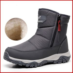 EsHi Men Winter Snow Boots Fur Warm Plush Outdoor Men Shoes Waterproof non-slip Winter Boots