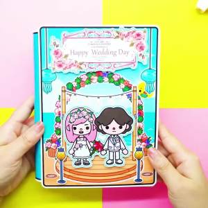 Đồ chơi cho bé búp bê giấy Tocaboca Happy Wedding Day Sticker bóc dán dễ thương cho bé