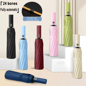 Meroca 24 Ribs Automatic Umbrella: Windproof & Anti-UV Sunscreen