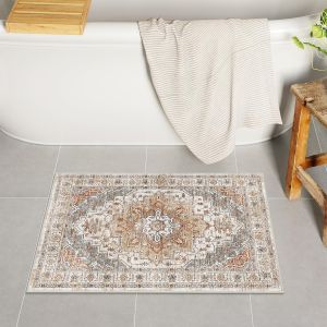 VIKAMA Bathroom Rugs Vintage Boho Bath Mats Non Slip Washable Door Mat Soft Shower Area Rug For Entrance Bedroom Home Decoration