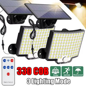 330COB Split Solar Light Outdoor Waterproof Lights With Motion Sensor Floodlight Remote Control 3 Mode for Garage Yard Wall Lamp