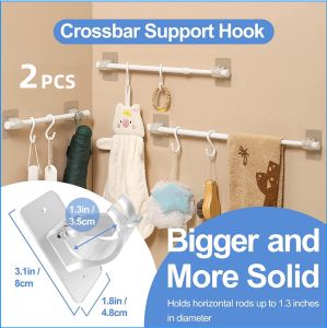 Penggantung Tirai Self-Adhesive: 2 PCS Bracket Tanpa Bor untuk Aksesori Penahan Tirai 1-2cm