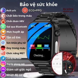 Đồng Hồ Thông Minh Nam Theo Dõi Sức Khỏe Và Thể Dục ECG + PPG Huyết Áp Máy Đo Oxy Trong Máu Cuộc Gọi Bluetooth Tương Thích iOS Android Wear