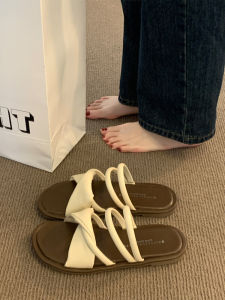 Two-Way Wear Roman Style Flat Bottom Sandals Womens Outdoor Summer French High-End Feeling with Skirt Beach Slippers