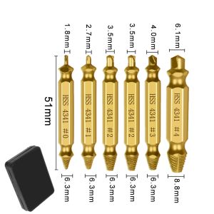 【🇲🇾Stock 】6PCS Damaged Screw Extractor Drill Bit Set Stripped Broken Head Screw Bolt Remover Remove Damage Screw Easily Take Out Demolition Tools - HSS4341