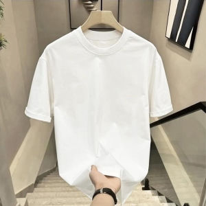 American Style Heavyweight Short Sleeve T-Shirt Mens Pure Cotton Black round Neck Body Shirt Trendy Summer Brand Youth Casual Wear