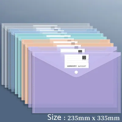10 PCS Plastic Folders for Document A4 Size Plastic Envelopes with Snap Closure Clear File Folders Bags for School Office