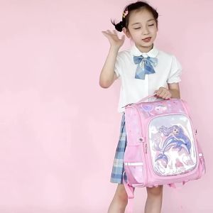 กระเป๋าเป้ใหม่ น่ารัก สำหรับเด็กชายและเด็กหญิงระดับประถมศึกษา ชั้น 1-6 ลายการ์ตูน กระเป๋าเป้ลายนางเงือกและจระเข้สำหรับเด็กชาย