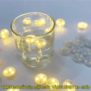 Combo 3 Đèn LED mini tròn NỔI trên mặt nước có pin sẵn màu VÀNG NHẠT ko chớp - trang trí bể cá hồ cá trên các bề mặt nước tạo nên không gian lung linh