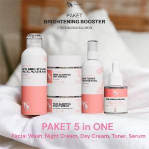 PAKET LENGKAP 5 IN ONE Reborn Ls Skincare ONE BRIGHTENING BOOSTER EKSTRA BUNDLING GLOWING (ELSTM) BPOM REBORN PERAWATAN KECANTIKAN