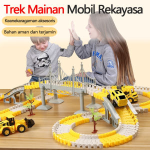 FUNTOY 343PCS DIY Mainan Mobil Rel Dirakit Jalur Kereta Api Hadiah Ulang Tahun Anak Laki Laki