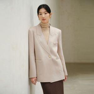 Yigue | Wool Blend Tencel Notch Lapel Coat Female