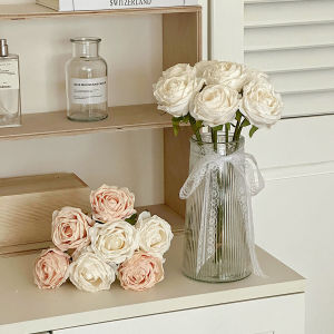 Modern Style Artificial Rose Flowers Home Decorations Living Room Table Top Ornament Eternal Dried Flower Bouquet Vase Decoration