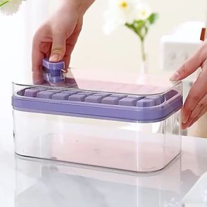 Ice Cube Maker BTS / Cetakan Es Batu 32 Grid 2 Tray Wadah Transparan