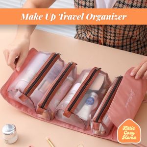 Make Up Travel Organizer / Tas Kosmetik Make Up Skincare 4 in 1 / Tas Travelling Pouch Roll Bag Multifungsi